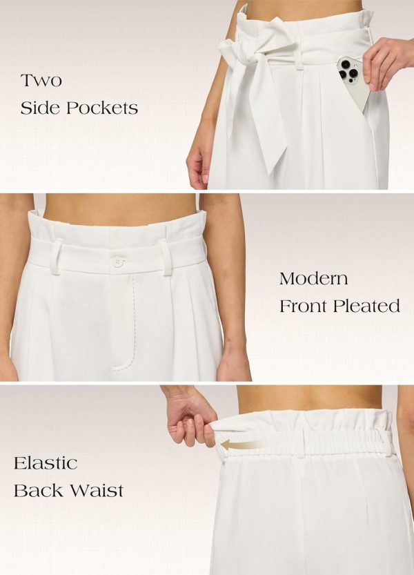 Willit Women Linen Pants Casual Wide Leg Dress Pants High Waisted Paperbag Work Trousers Summer Tie Knot Pockets 28"/30"/32'' - Image 64