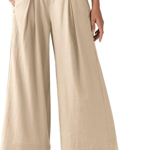 Willit Women's Linen Pants Wide Leg Casual Beach Summer Pants Palazzo Lounge Pants with Pockets