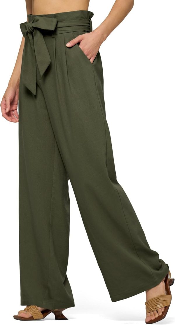 Willit Women Linen Pants Casual Wide Leg Dress Pants High Waisted Paperbag Work Trousers Summer Tie Knot Pockets 28"/30"/32'' - Image 67