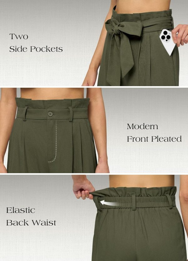 Willit Women Linen Pants Casual Wide Leg Dress Pants High Waisted Paperbag Work Trousers Summer Tie Knot Pockets 28"/30"/32'' - Image 70
