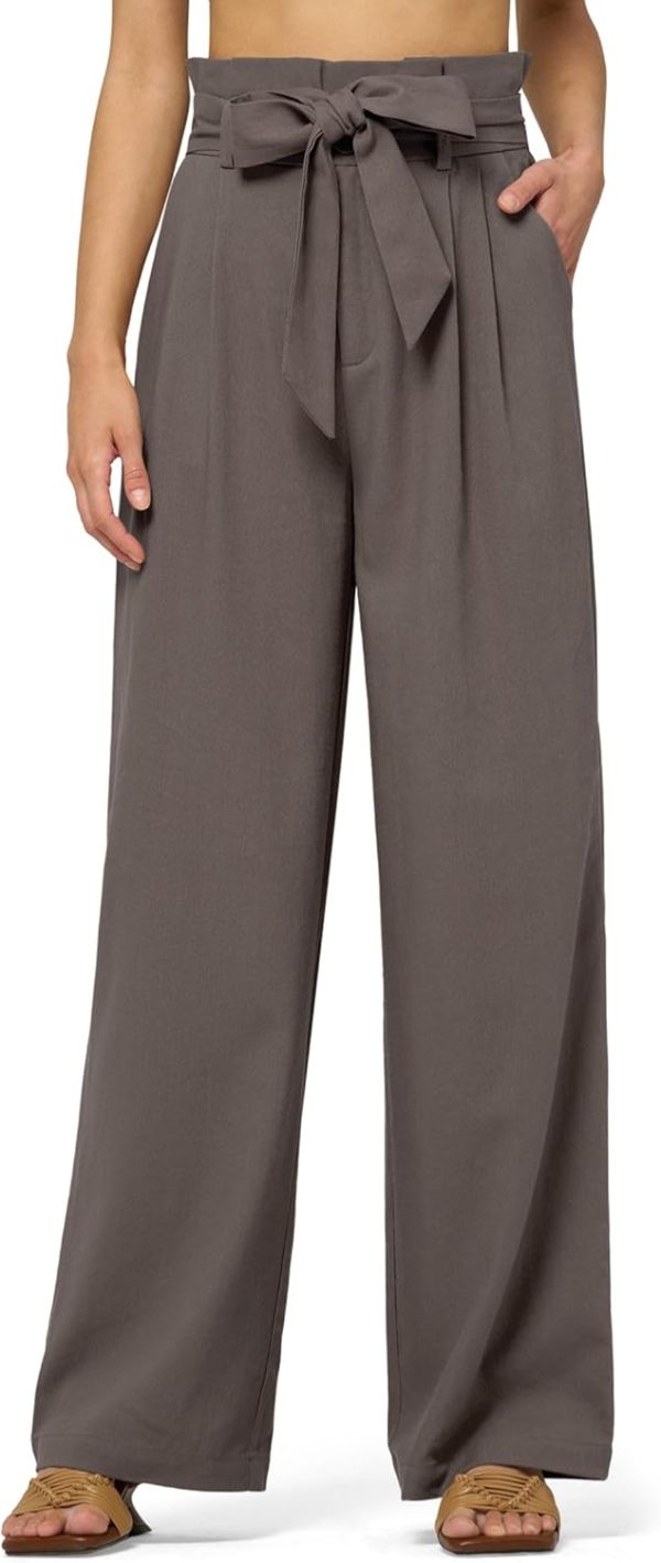 Willit Women Linen Pants Casual Wide Leg Dress Pants High Waisted Paperbag Work Trousers Summer Tie Knot Pockets 28"/30"/32'' - Image 72