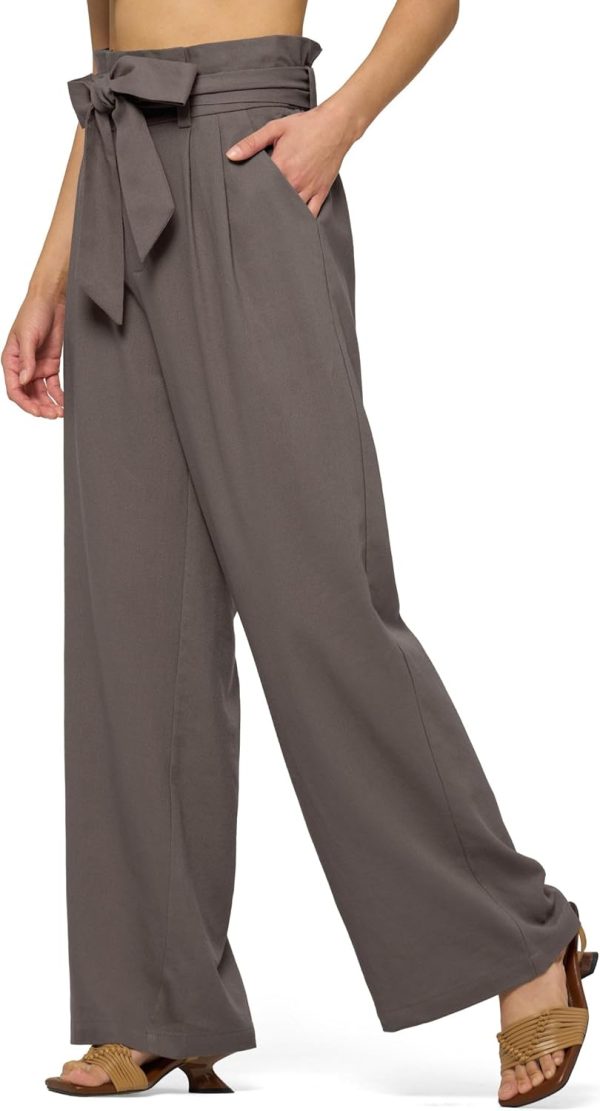 Willit Women Linen Pants Casual Wide Leg Dress Pants High Waisted Paperbag Work Trousers Summer Tie Knot Pockets 28"/30"/32'' - Image 73