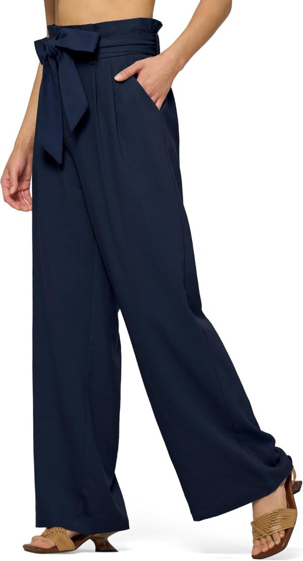 Willit Women Linen Pants Casual Wide Leg Dress Pants High Waisted Paperbag Work Trousers Summer Tie Knot Pockets 28"/30"/32'' - Image 79