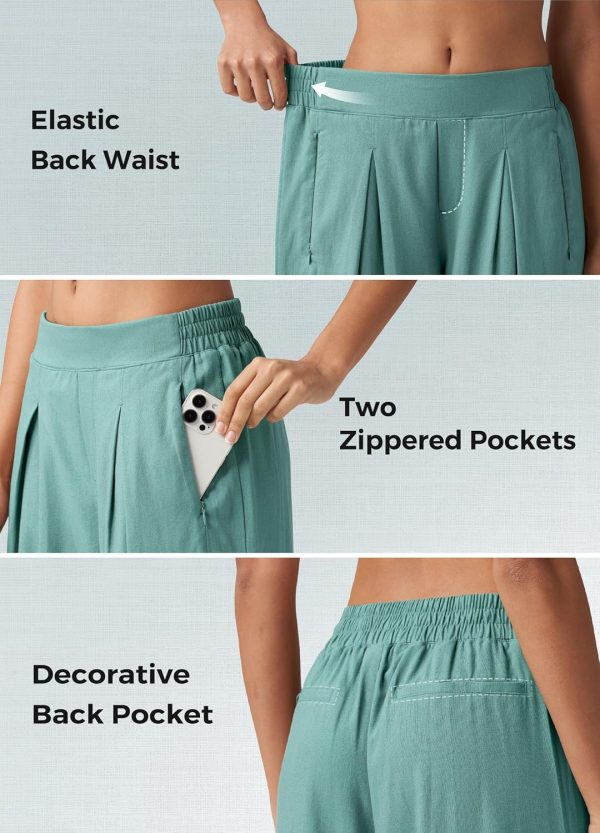 Willit Women's Linen Pants Wide Leg Casual Beach Summer Pants Palazzo Lounge Pants with Pockets - Image 65