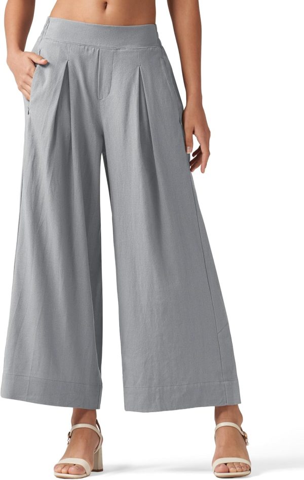 Willit Women's Linen Pants Wide Leg Casual Beach Summer Pants Palazzo Lounge Pants with Pockets - Image 67