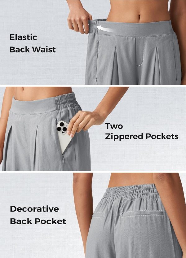 Willit Women's Linen Pants Wide Leg Casual Beach Summer Pants Palazzo Lounge Pants with Pockets - Image 71