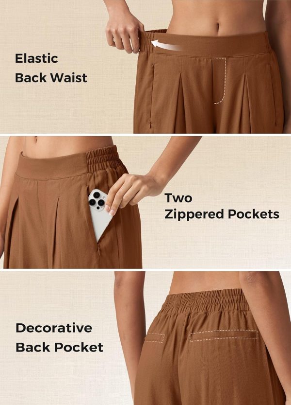 Willit Women's Linen Pants Wide Leg Casual Beach Summer Pants Palazzo Lounge Pants with Pockets - Image 77