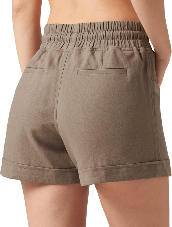 Willit Women's Linen Shorts Casual Summer Shorts High Waisted Comfy Pull On Shorts with Pockets 4" - Image 4
