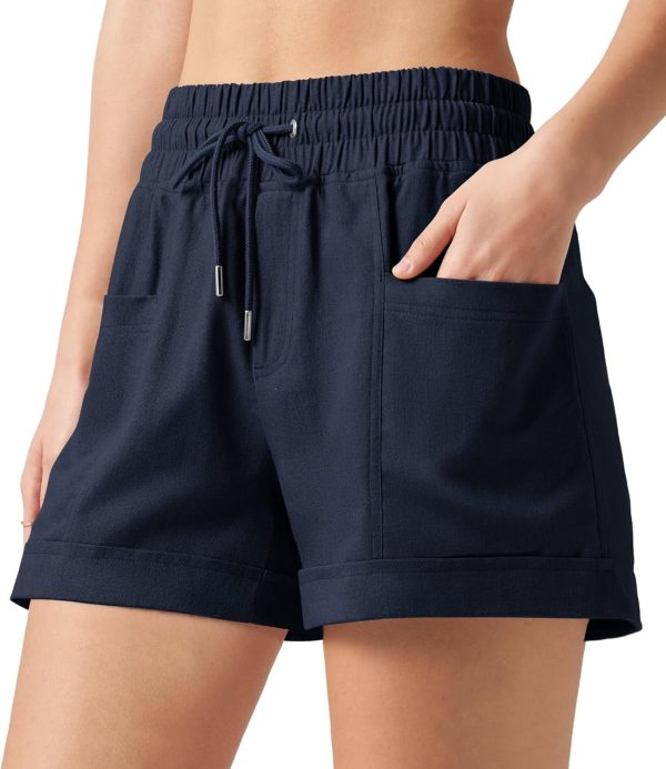 Willit Women's Linen Shorts Casual Summer Shorts High Waisted Comfy Pull On Shorts with Pockets 4" - Image 8