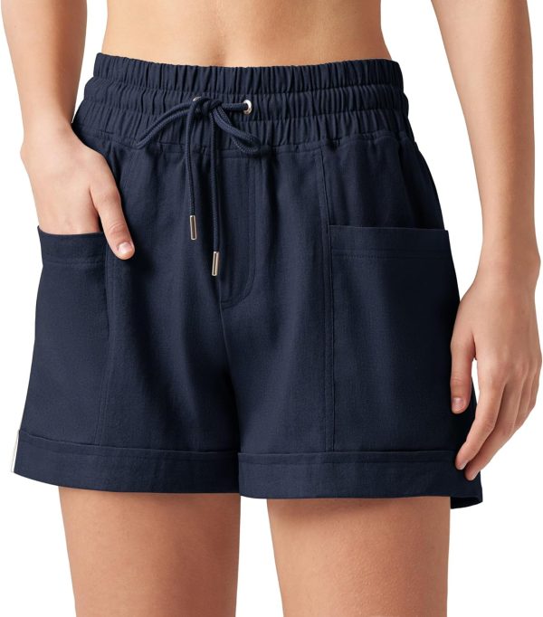 Willit Women's Linen Shorts Casual Summer Shorts High Waisted Comfy Pull On Shorts with Pockets 4" - Image 9