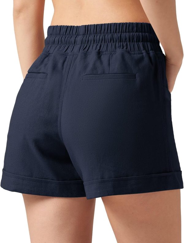 Willit Women's Linen Shorts Casual Summer Shorts High Waisted Comfy Pull On Shorts with Pockets 4" - Image 10
