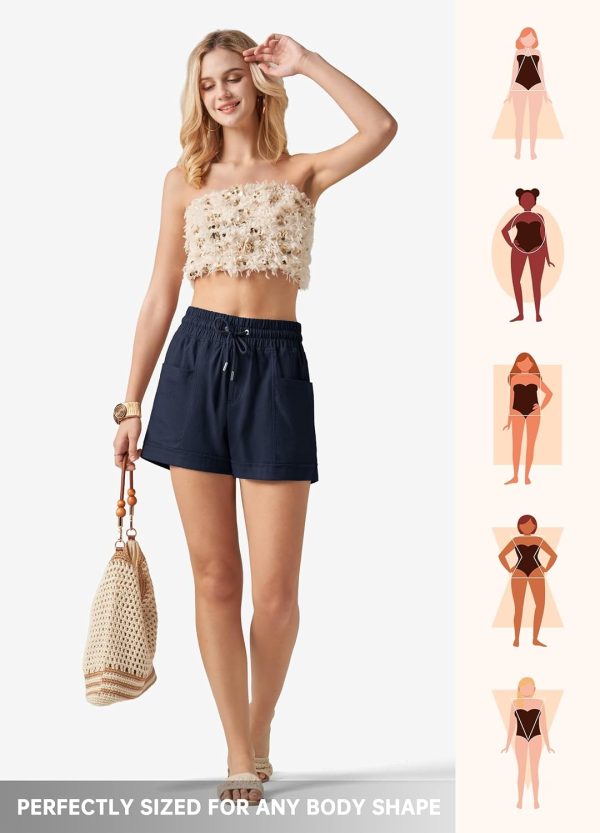 Willit Women's Linen Shorts Casual Summer Shorts High Waisted Comfy Pull On Shorts with Pockets 4" - Image 13