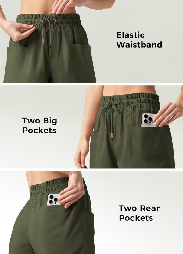 Willit Women's Linen Shorts Casual Summer Shorts High Waisted Comfy Pull On Shorts with Pockets 4" - Image 18