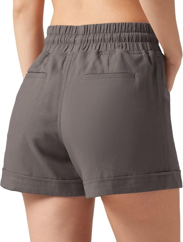 Willit Women's Linen Shorts Casual Summer Shorts High Waisted Comfy Pull On Shorts with Pockets 4" - Image 22