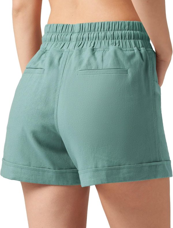 Willit Women's Linen Shorts Casual Summer Shorts High Waisted Comfy Pull On Shorts with Pockets 4" - Image 28