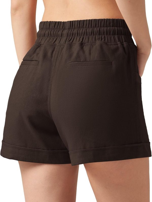 Willit Women's Linen Shorts Casual Summer Shorts High Waisted Comfy Pull On Shorts with Pockets 4" - Image 34