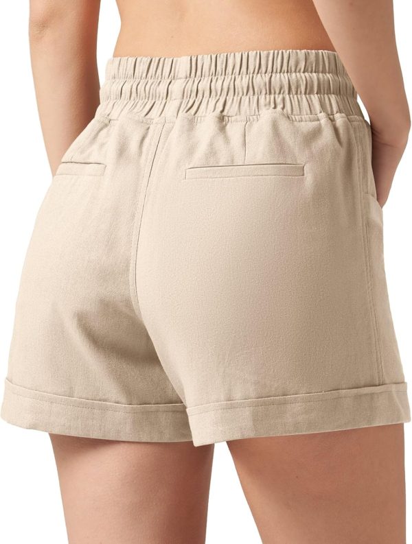 Willit Women's Linen Shorts Casual Summer Shorts High Waisted Comfy Pull On Shorts with Pockets 4" - Image 39