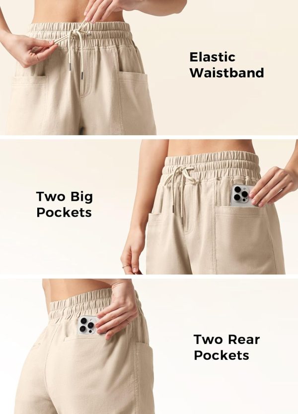 Willit Women's Linen Shorts Casual Summer Shorts High Waisted Comfy Pull On Shorts with Pockets 4" - Image 41