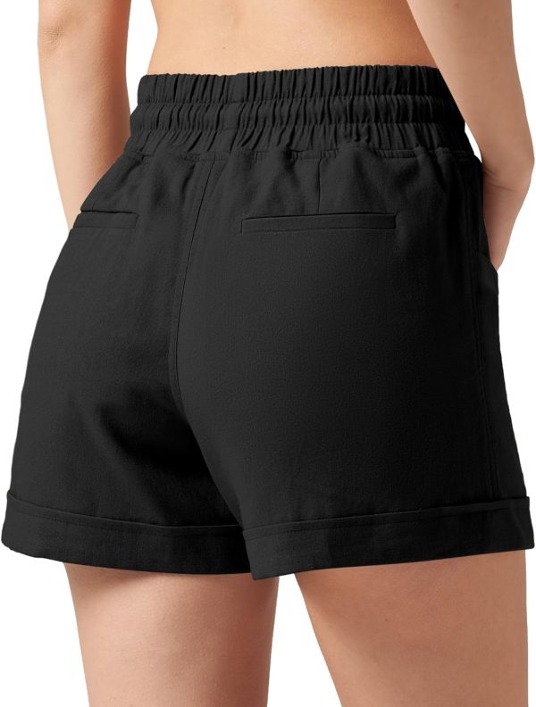 Willit Women's Linen Shorts Casual Summer Shorts High Waisted Comfy Pull On Shorts with Pockets 4" - Image 45