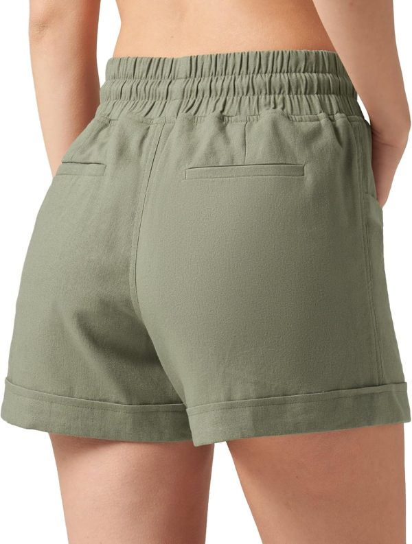 Willit Women's Linen Shorts Casual Summer Shorts High Waisted Comfy Pull On Shorts with Pockets 4" - Image 51