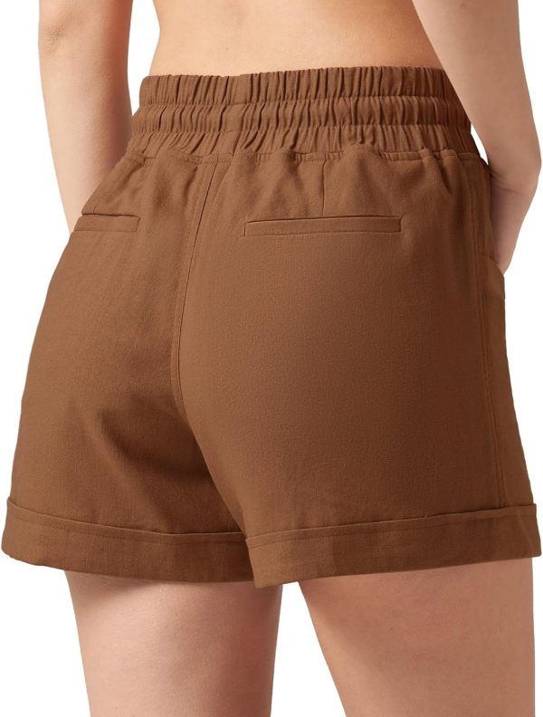 Willit Women's Linen Shorts Casual Summer Shorts High Waisted Comfy Pull On Shorts with Pockets 4" - Image 57