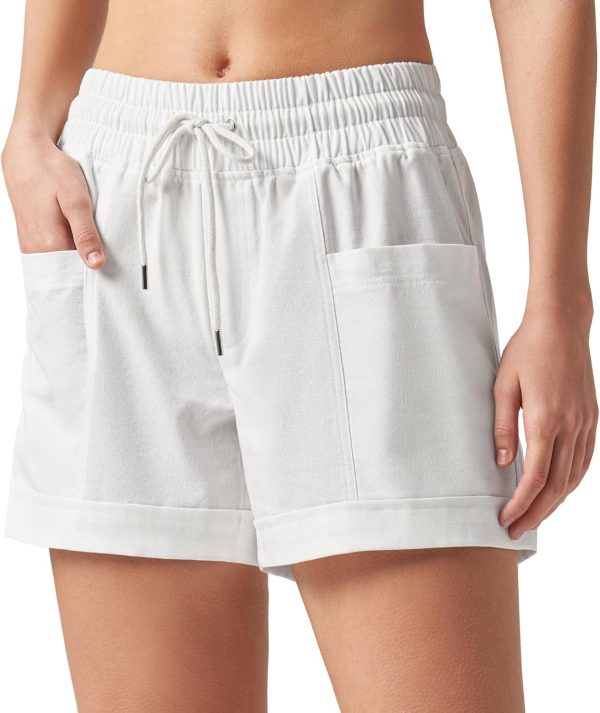 Willit Women's Linen Shorts Casual Summer Shorts High Waisted Comfy Pull On Shorts with Pockets 4" - Image 61