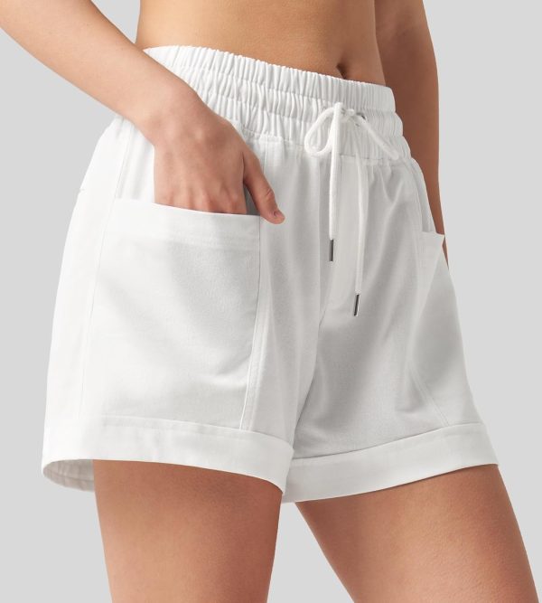 Willit Women's Linen Shorts Casual Summer Shorts High Waisted Comfy Pull On Shorts with Pockets 4" - Image 62