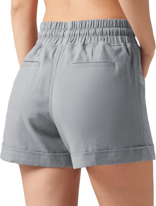 Willit Women's Linen Shorts Casual Summer Shorts High Waisted Comfy Pull On Shorts with Pockets 4" - Image 69