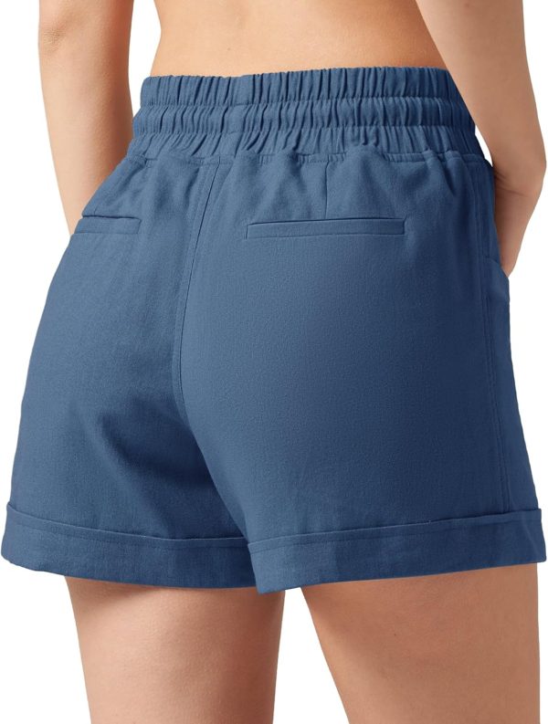 Willit Women's Linen Shorts Casual Summer Shorts High Waisted Comfy Pull On Shorts with Pockets 4" - Image 75
