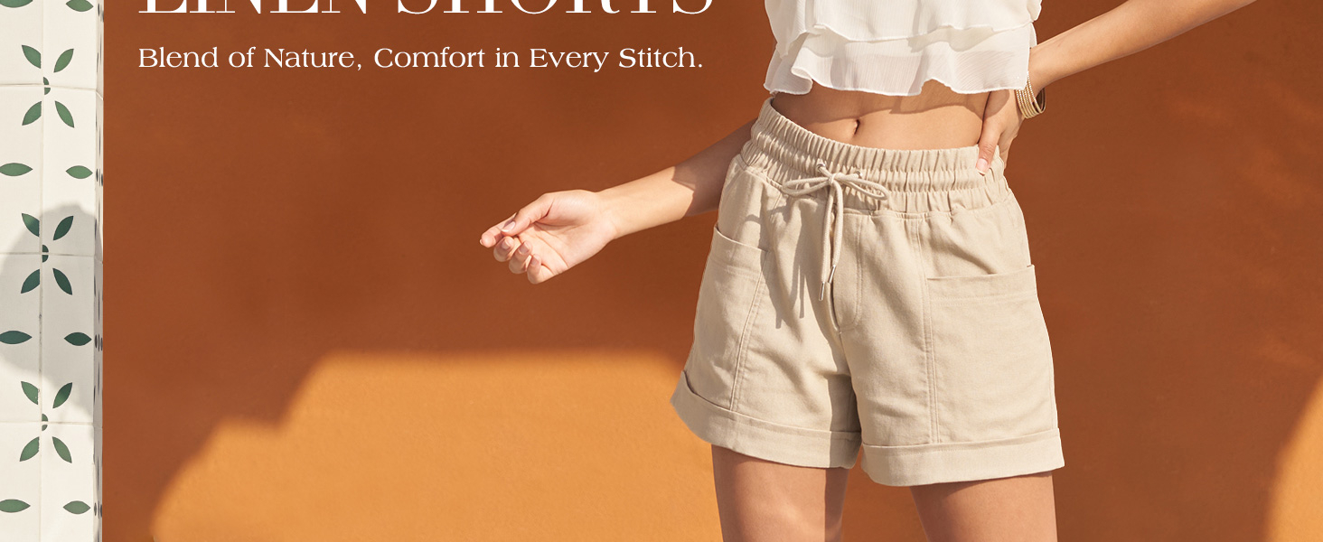 womens linen shorts