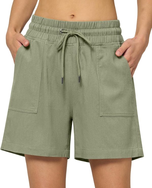 Willit Women's Linen Shorts Casual Bermuda Long Linen Shorts High Waisted Comfy Summer with Pockets 5" 10" - Image 2