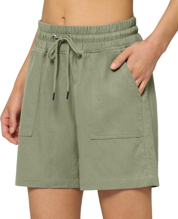 Willit Women's Linen Shorts Casual Bermuda Long Linen Shorts High Waisted Comfy Summer with Pockets 5" 10" - Image 3
