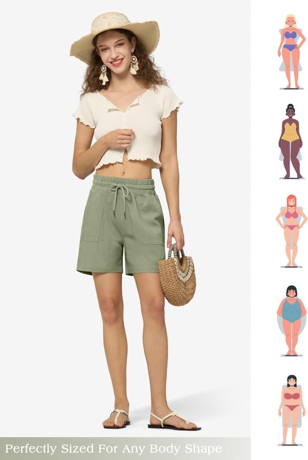 Willit Women's Linen Shorts Casual Bermuda Long Linen Shorts High Waisted Comfy Summer with Pockets 5" 10" - Image 7