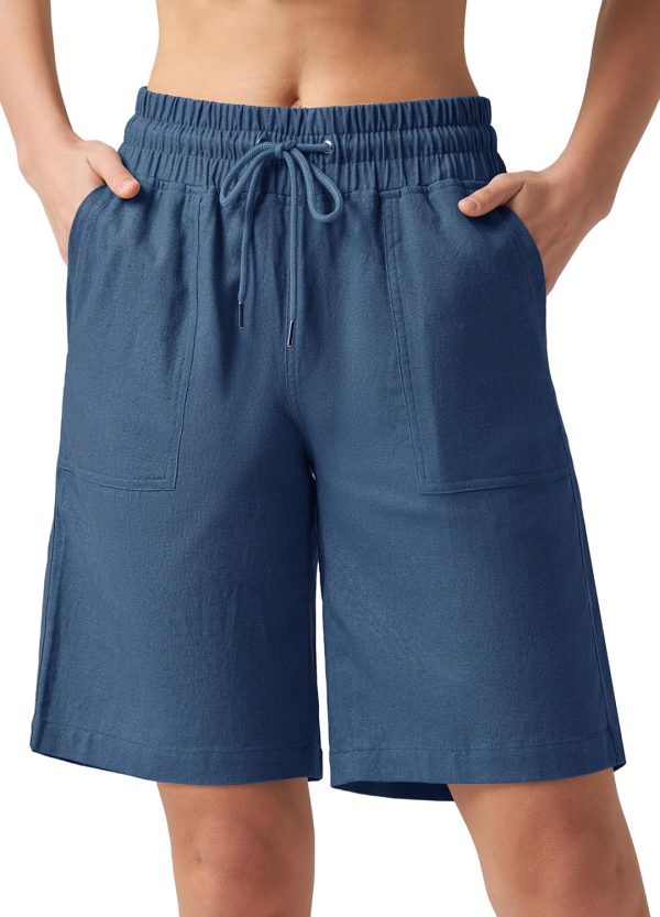 Willit Women's Linen Shorts Casual Bermuda Long Linen Shorts High Waisted Comfy Summer with Pockets 5" 10" - Image 8
