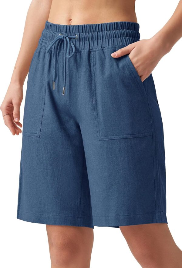 Willit Women's Linen Shorts Casual Bermuda Long Linen Shorts High Waisted Comfy Summer with Pockets 5" 10" - Image 9
