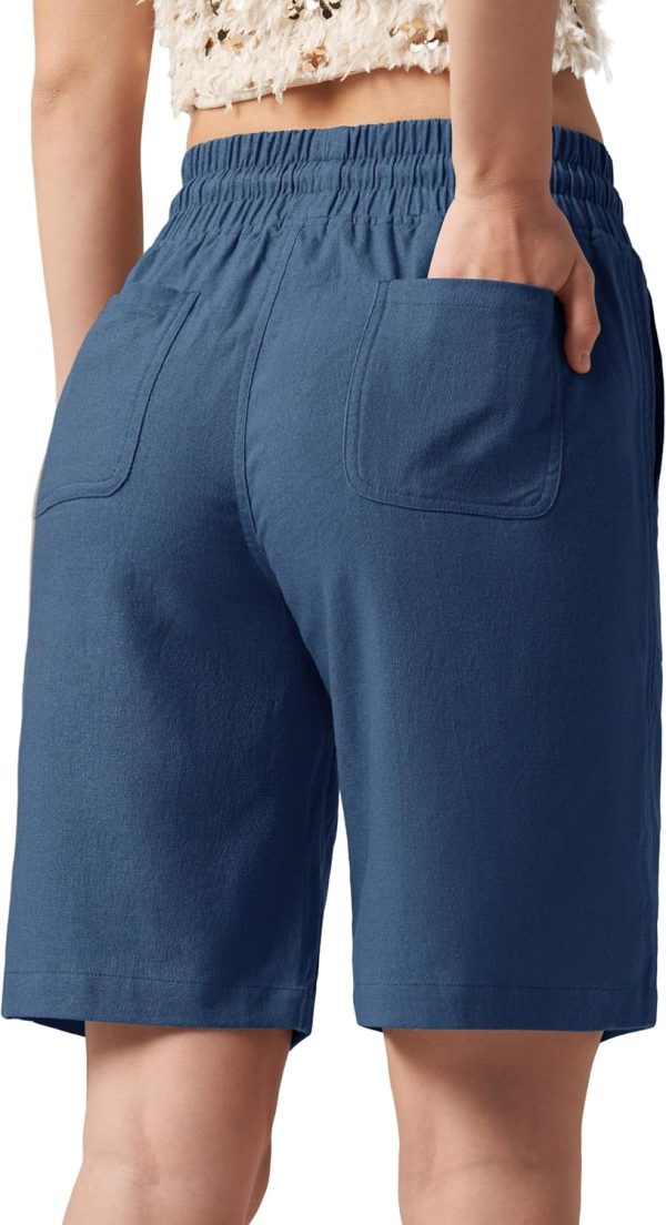 Willit Women's Linen Shorts Casual Bermuda Long Linen Shorts High Waisted Comfy Summer with Pockets 5" 10" - Image 10