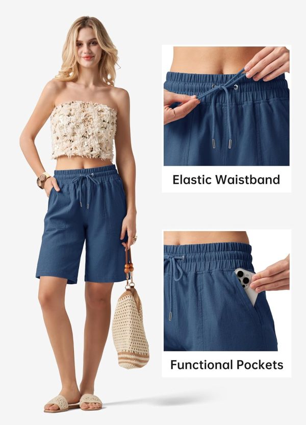 Willit Women's Linen Shorts Casual Bermuda Long Linen Shorts High Waisted Comfy Summer with Pockets 5" 10" - Image 12