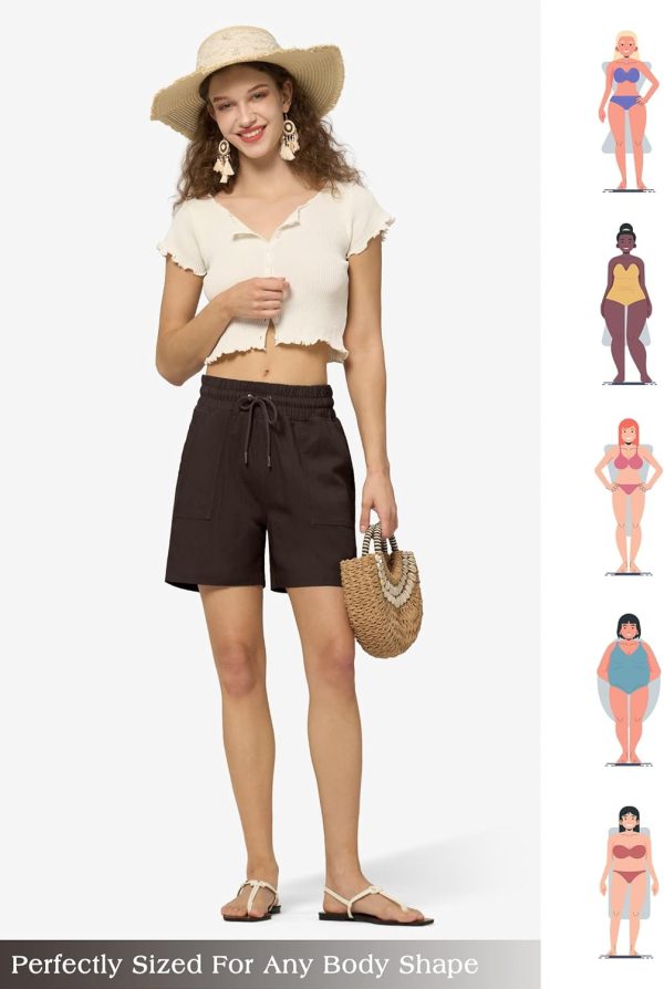Willit Women's Linen Shorts Casual Bermuda Long Linen Shorts High Waisted Comfy Summer with Pockets 5" 10" - Image 19