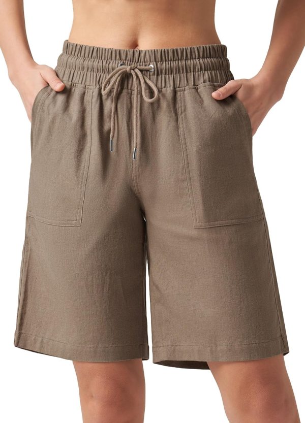 Willit Women's Linen Shorts Casual Bermuda Long Linen Shorts High Waisted Comfy Summer with Pockets 5" 10" - Image 20