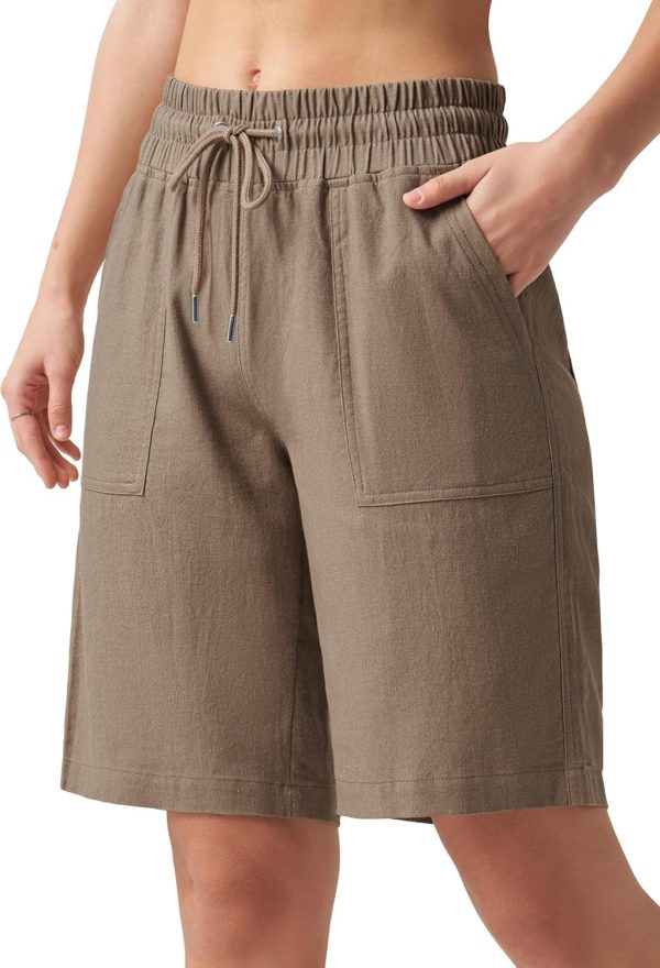 Willit Women's Linen Shorts Casual Bermuda Long Linen Shorts High Waisted Comfy Summer with Pockets 5" 10" - Image 21