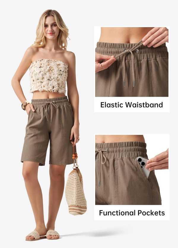 Willit Women's Linen Shorts Casual Bermuda Long Linen Shorts High Waisted Comfy Summer with Pockets 5" 10" - Image 24