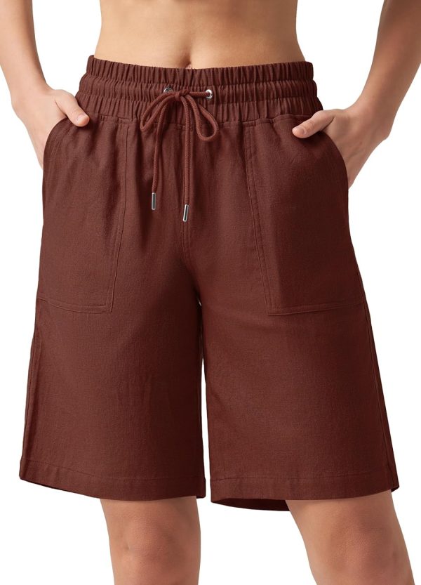 Willit Women's Linen Shorts Casual Bermuda Long Linen Shorts High Waisted Comfy Summer with Pockets 5" 10" - Image 26