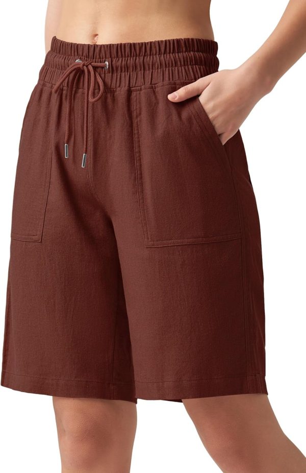 Willit Women's Linen Shorts Casual Bermuda Long Linen Shorts High Waisted Comfy Summer with Pockets 5" 10" - Image 27