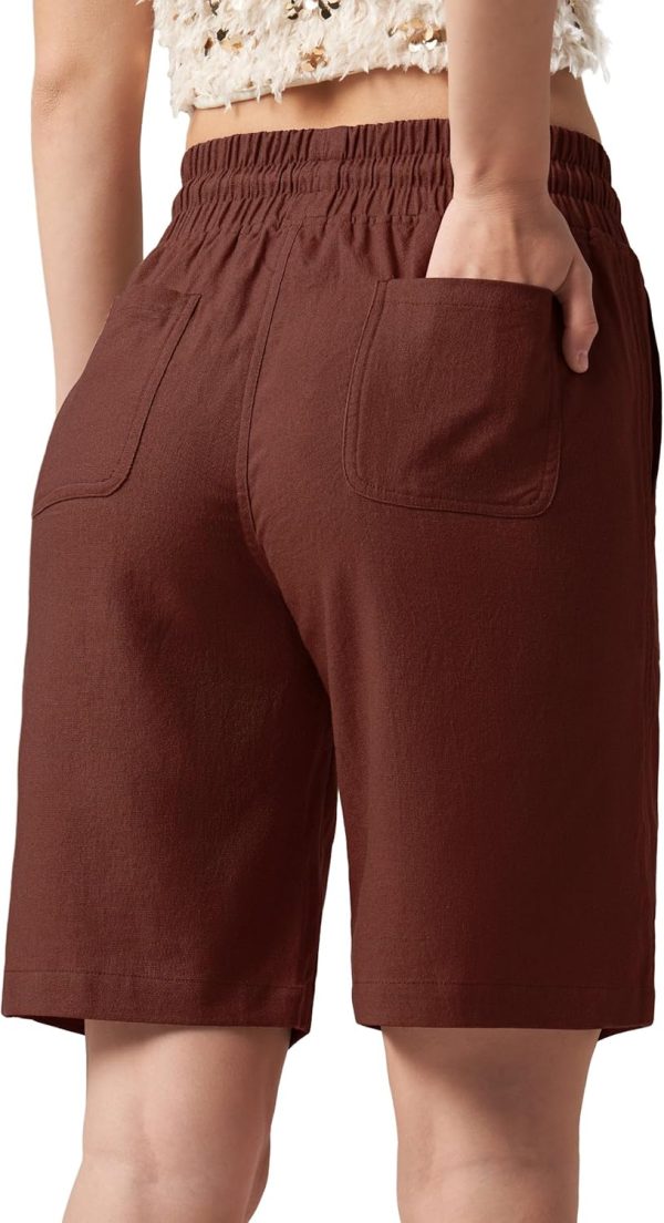 Willit Women's Linen Shorts Casual Bermuda Long Linen Shorts High Waisted Comfy Summer with Pockets 5" 10" - Image 28