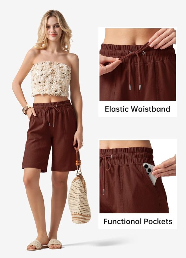 Willit Women's Linen Shorts Casual Bermuda Long Linen Shorts High Waisted Comfy Summer with Pockets 5" 10" - Image 30
