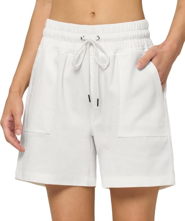 Willit Women's Linen Shorts Casual Bermuda Long Linen Shorts High Waisted Comfy Summer with Pockets 5" 10" - Image 32