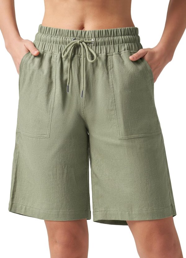 Willit Women's Linen Shorts Casual Bermuda Long Linen Shorts High Waisted Comfy Summer with Pockets 5" 10" - Image 38