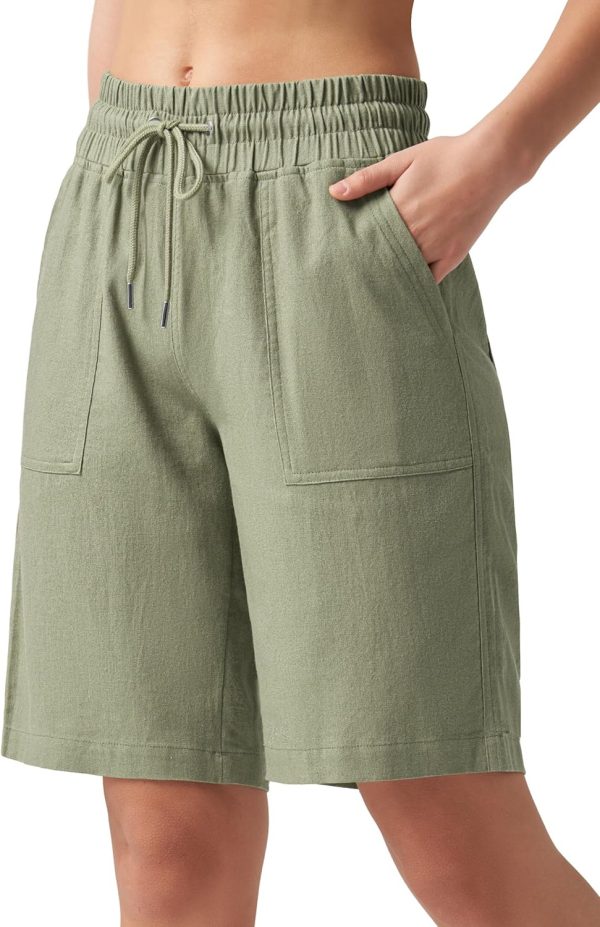 Willit Women's Linen Shorts Casual Bermuda Long Linen Shorts High Waisted Comfy Summer with Pockets 5" 10" - Image 39