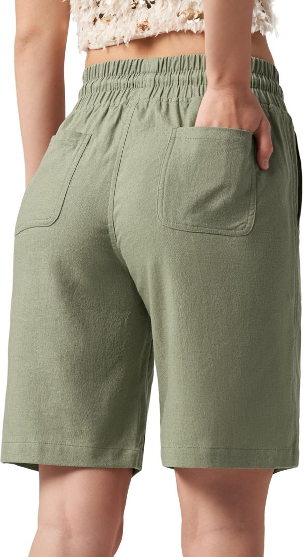Willit Women's Linen Shorts Casual Bermuda Long Linen Shorts High Waisted Comfy Summer with Pockets 5" 10" - Image 40