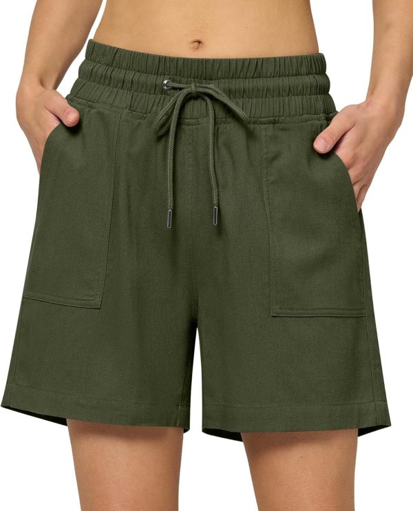 Willit Women's Linen Shorts Casual Bermuda Long Linen Shorts High Waisted Comfy Summer with Pockets 5" 10" - Image 43